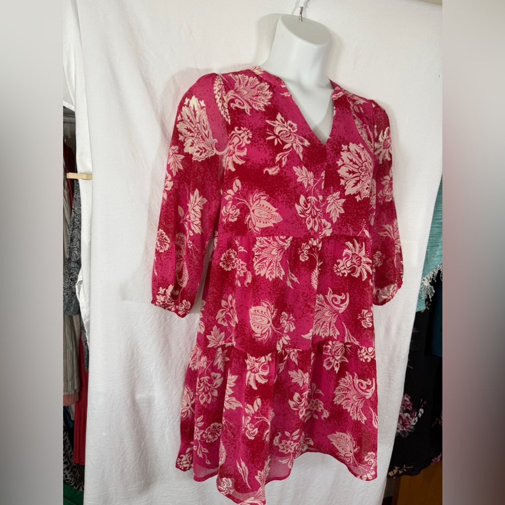 89th & Maddison Rose Res White Floral Tiered Mini Dress Size M NWT SKU0726 - Picture 4 of 11